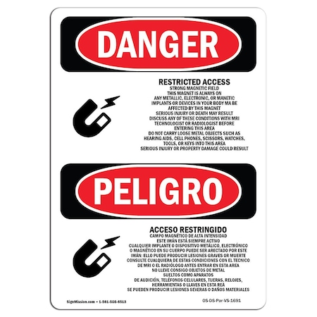 OSHA Danger, 3.5 Height, 5 Width, Decal